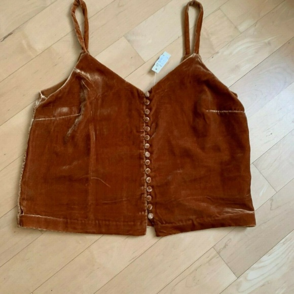 Madewell tank top brown velvet button down cami - Picture 8 of 8